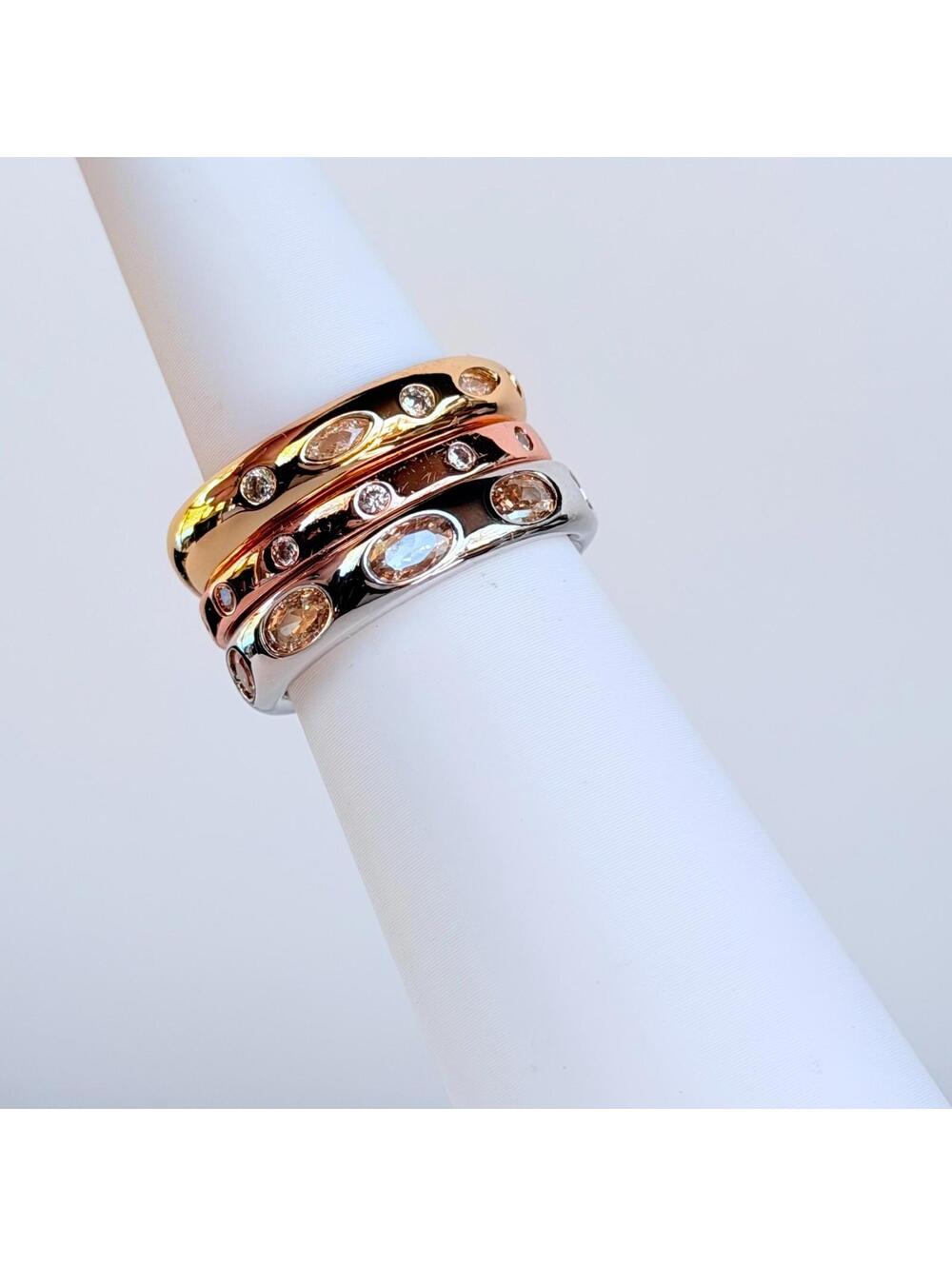 Bomb Party Luxe Bands Sz 8 "Modern Magic" Smokey Topaz Rhodium, Gold, Rose Gold